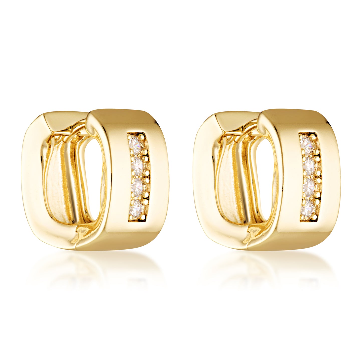 14k gold filled diamond pave square statement hoop huggies