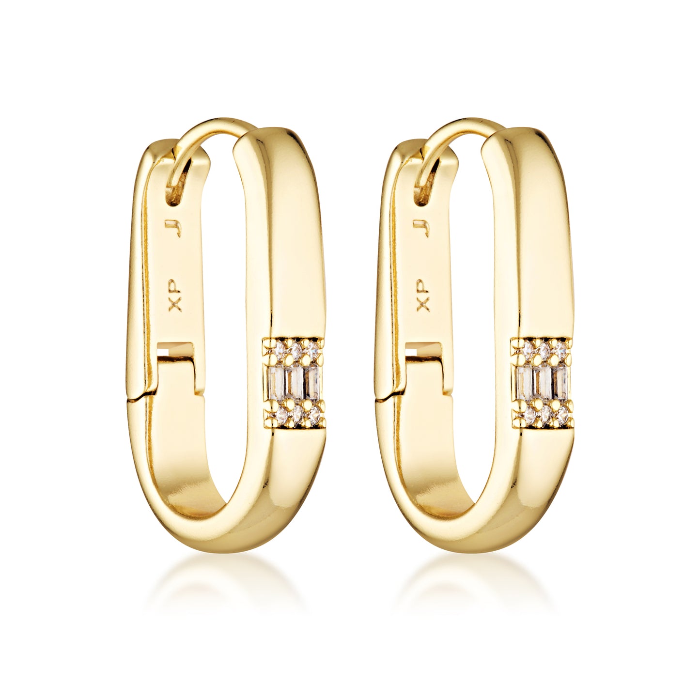 14k gold filled rectangle pave oblong earrings