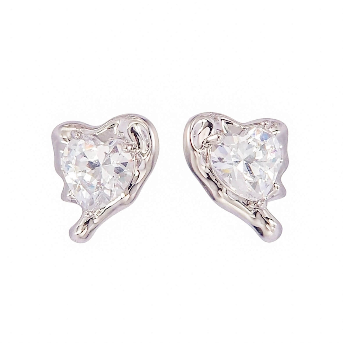 Molten Heart Earrings - Silver