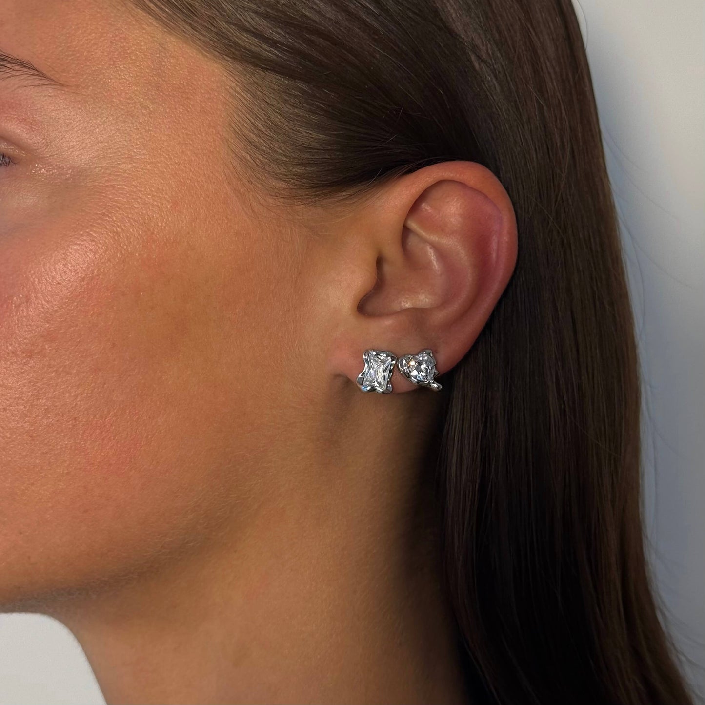 Molten CZ Earrings - Silver