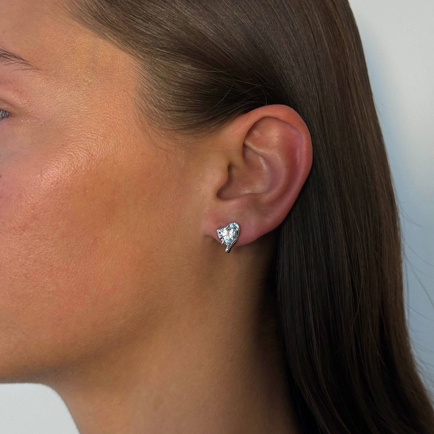 Molten Heart Earrings - Silver
