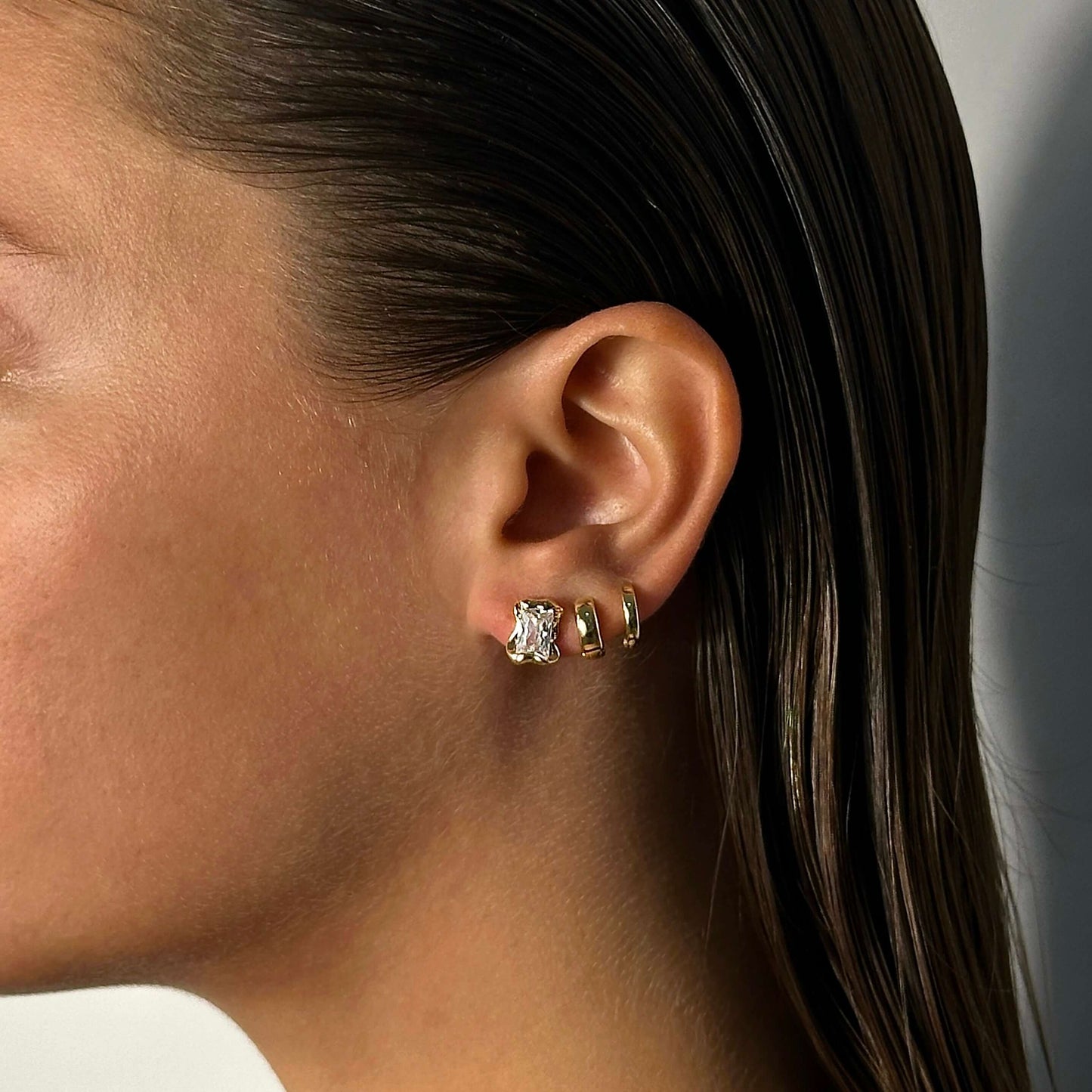 Molten CZ Earrings - Gold