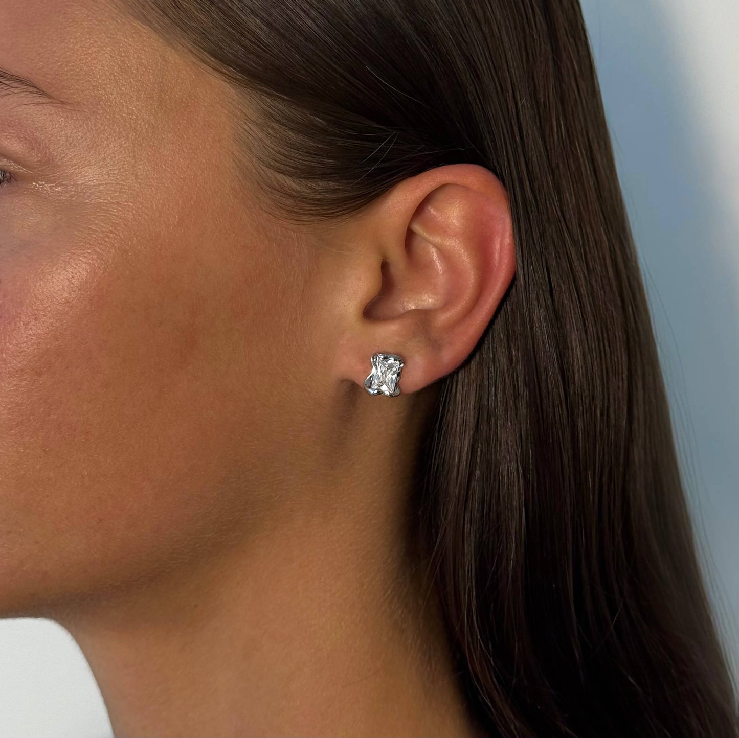 Molten CZ Earrings - Silver