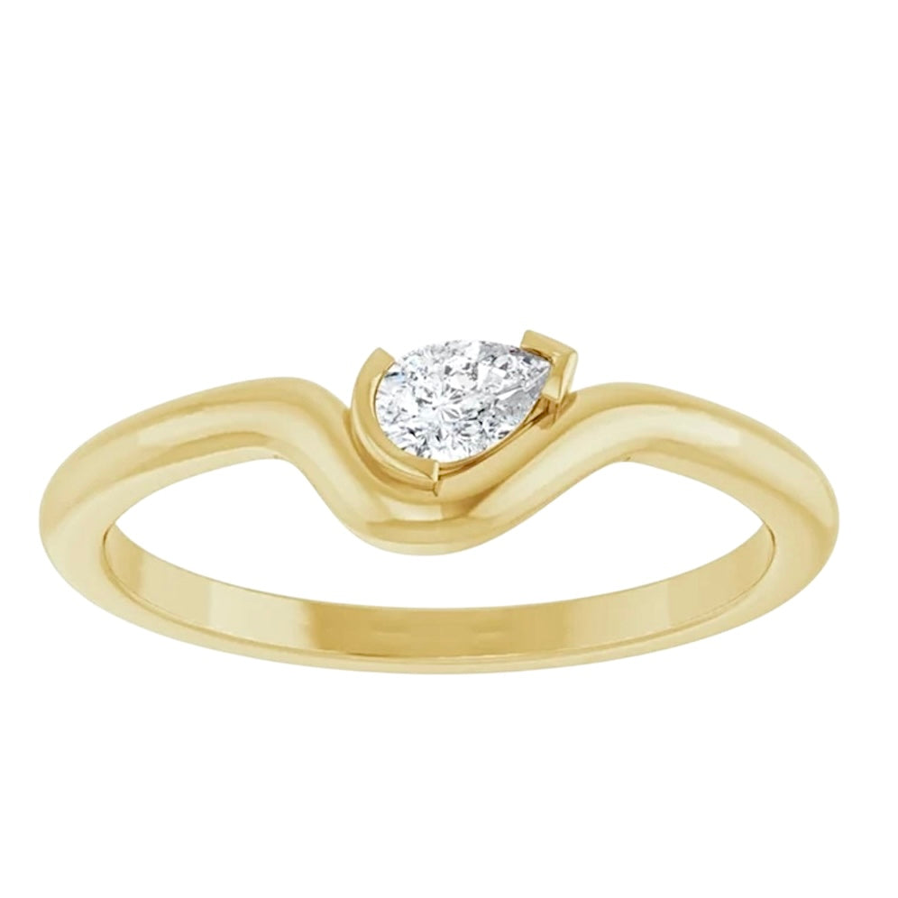 14k Freeform Pear Diamond Ring