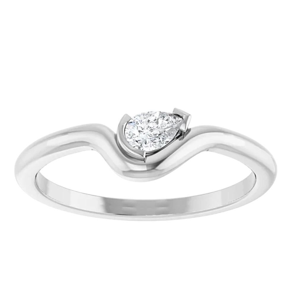 14k Freeform Pear Diamond Ring