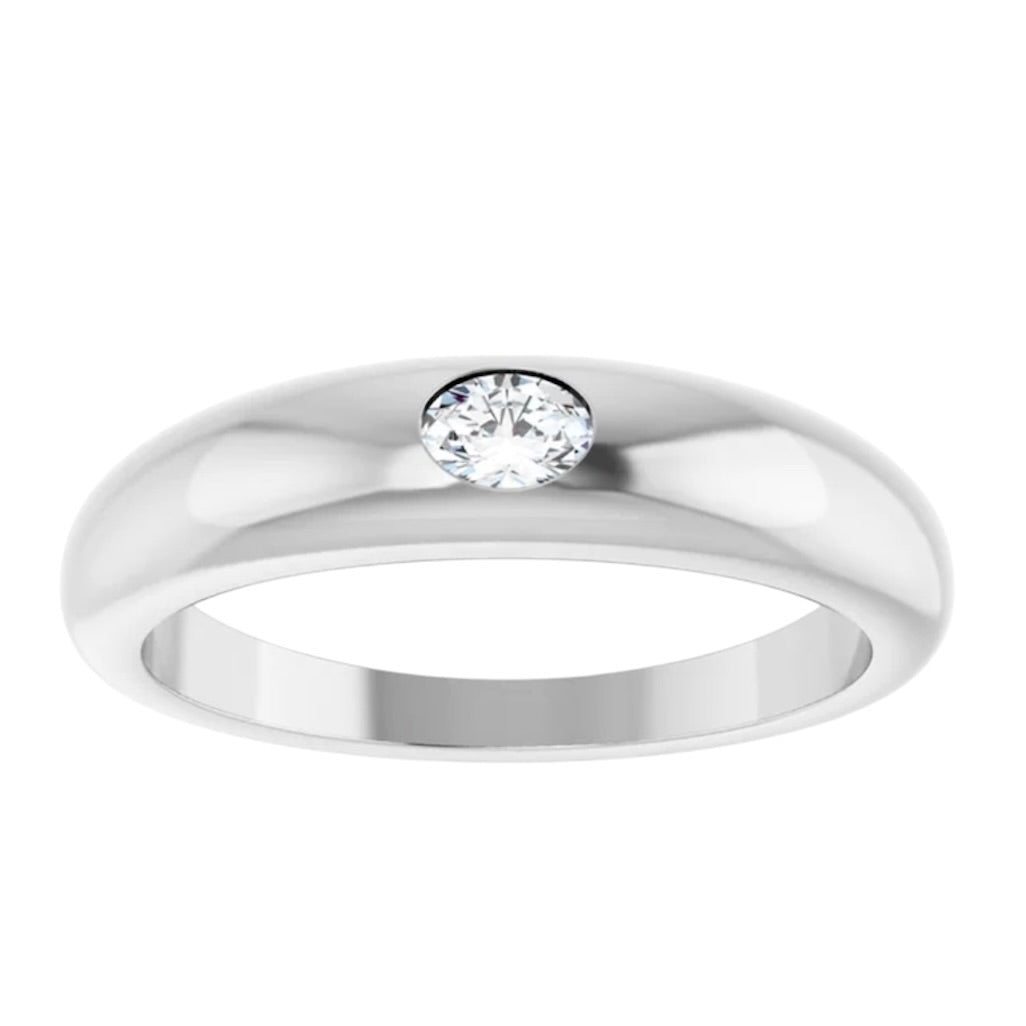 14k Oval Diamond Dome Ring