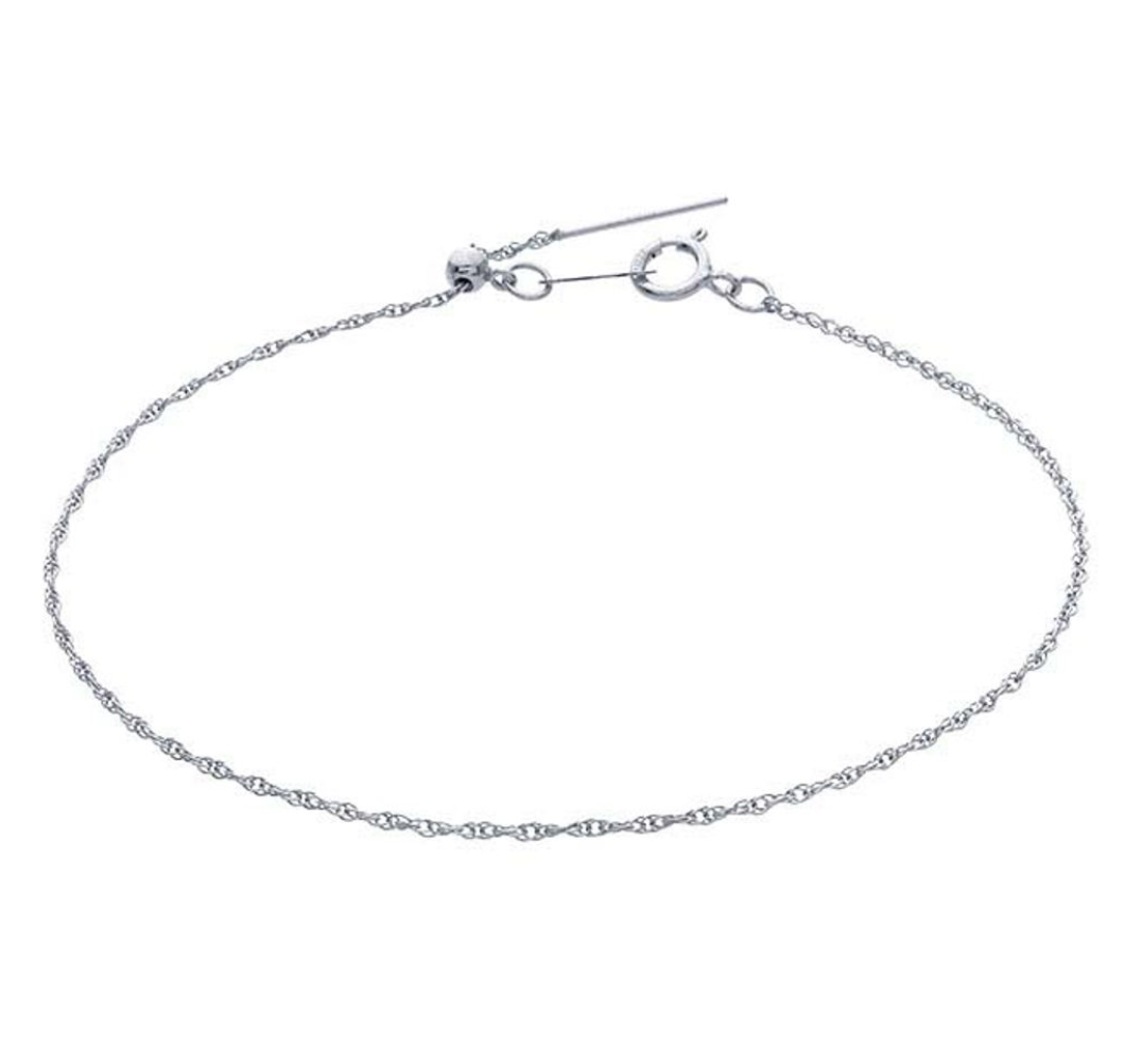 sterling silver dainty classic fine rope chain bracelet