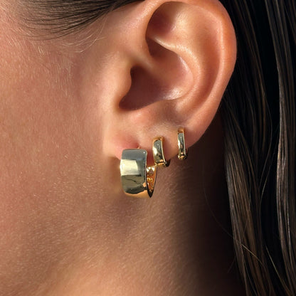 14k gold statement classic timeless wide dome triangle hoop earrings