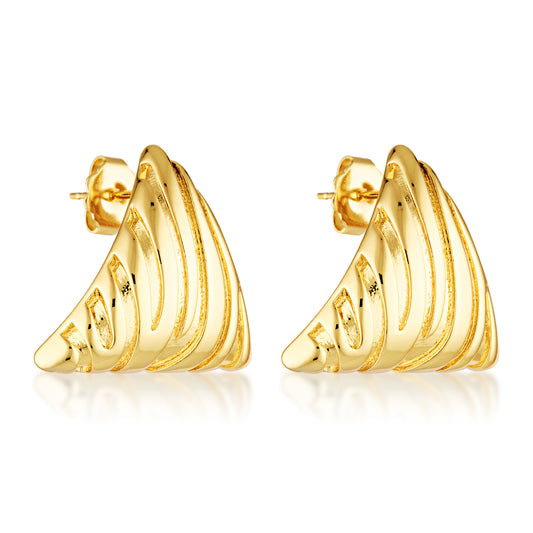 14k gold filled lined detail triangle earrings 