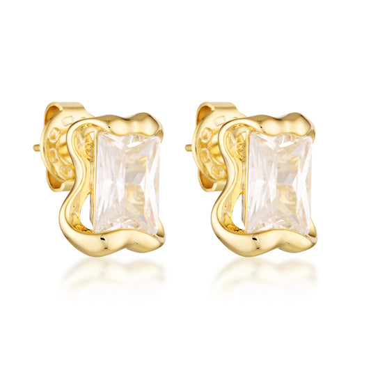 14k gold filled molten diamond cubic zirconia earrings