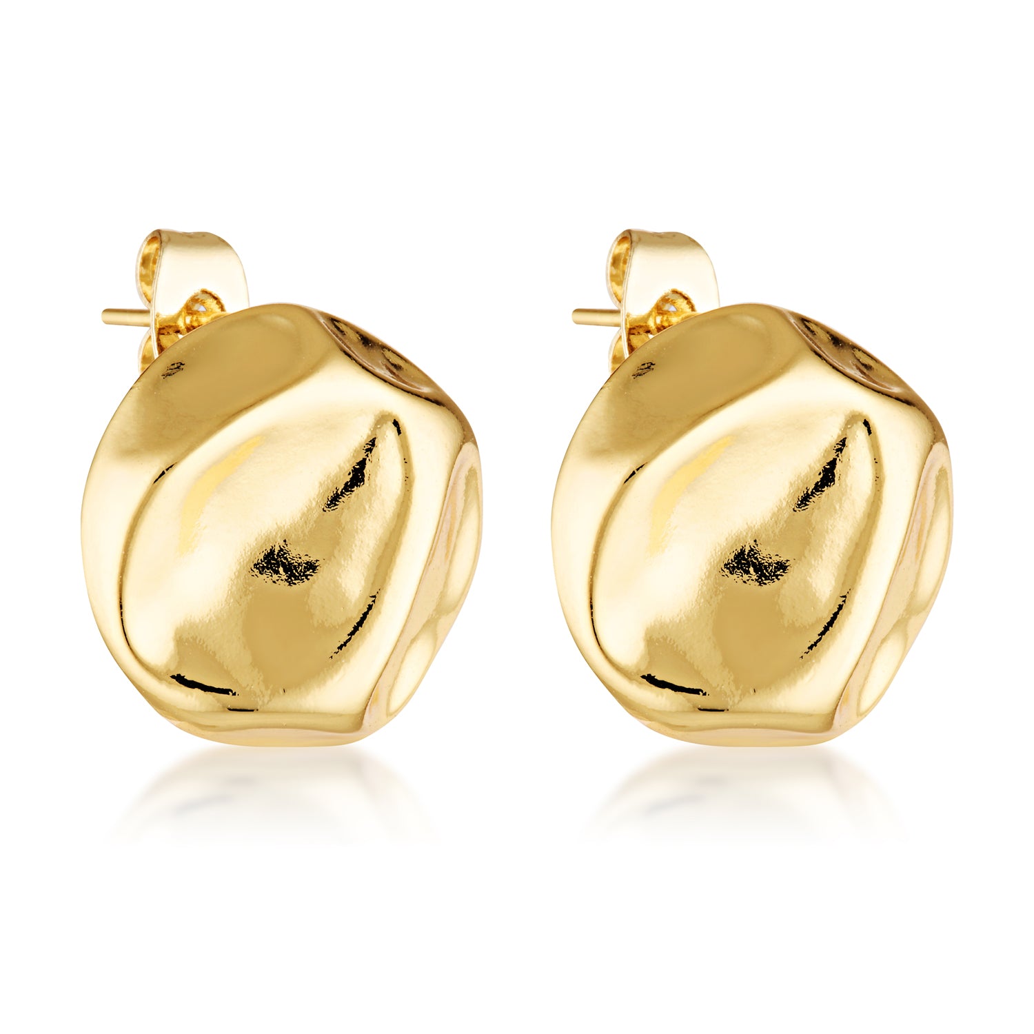 14k gold filled molten hammered stud earrings