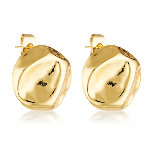 14k gold filled molten hammered stud earrings