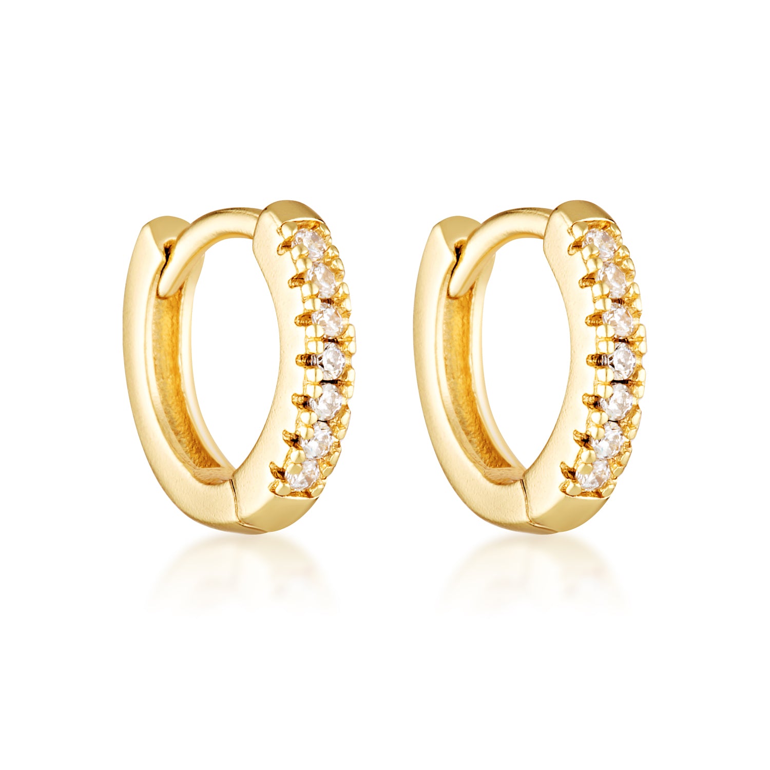 14k gold filled pave diamond huggie hoops