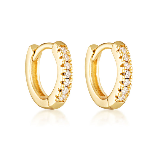 14k gold filled pave diamond huggie hoops