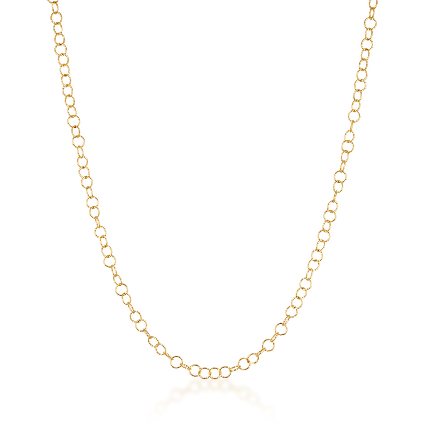 14k gold filled round circle cable link chain necklace
