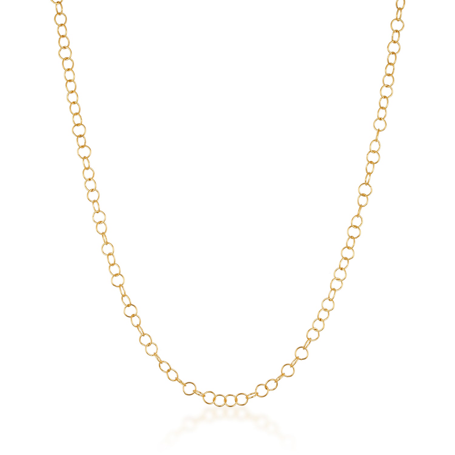 14k gold filled round circle cable link chain necklace