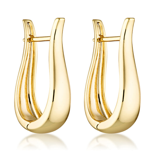 14k gold filled straight curve unique classic timeless statement long hoop earrings 