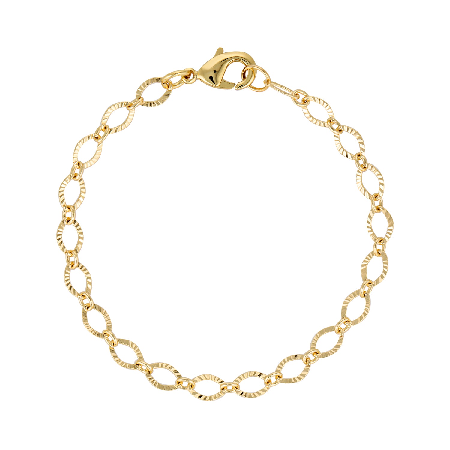 14k gold filled timeless dainty classic textured oval chain bracelet