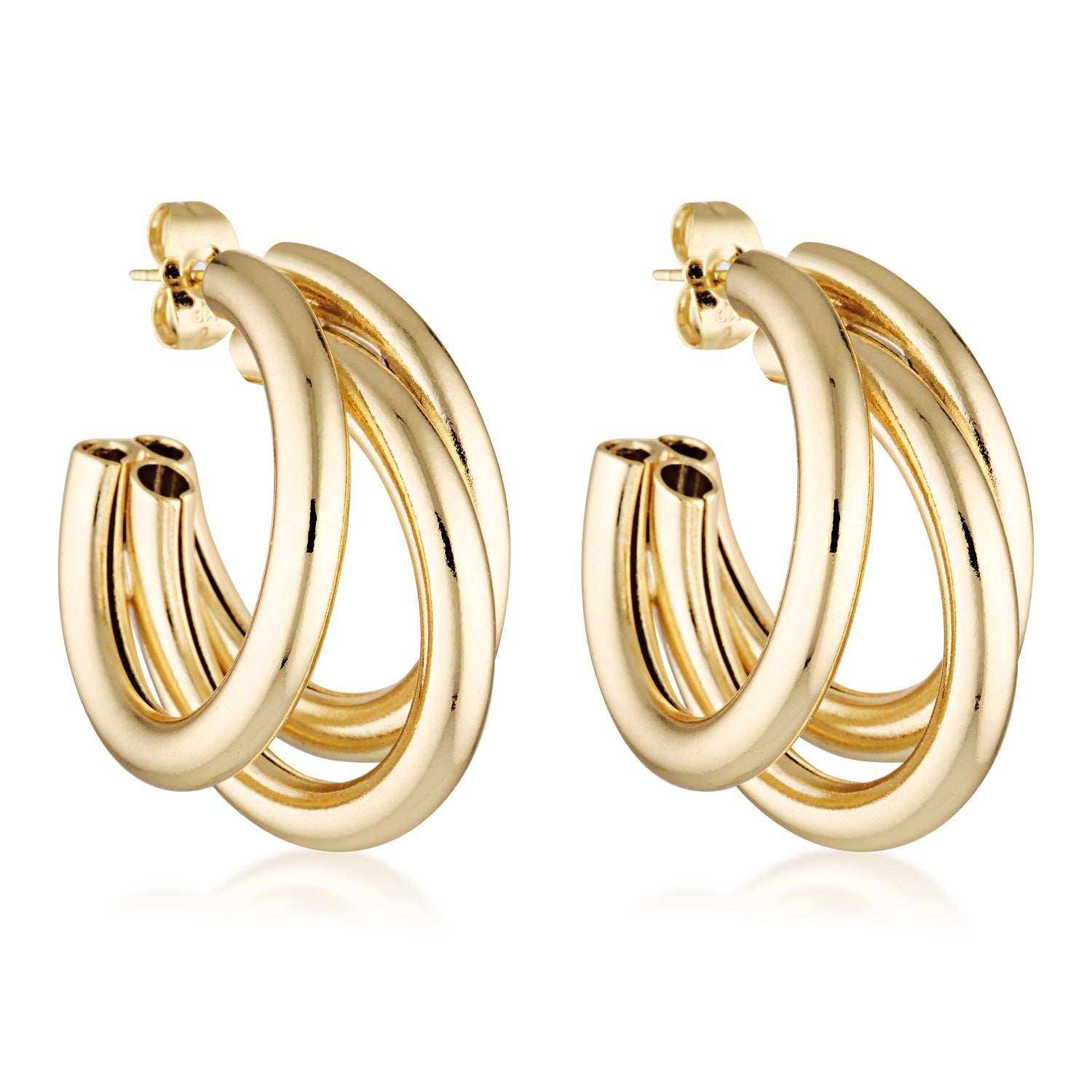 14k gold filled triple bar classic statement earrings