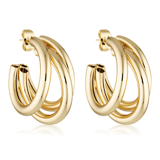 14k gold filled triple bar classic statement earrings