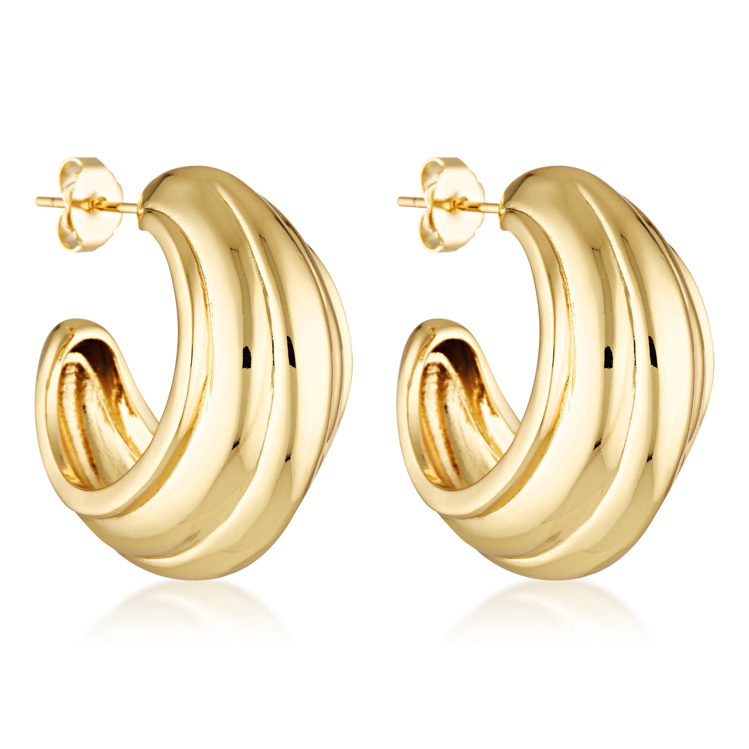 14k gold filled triple lined textured vintage classic statement timeless earrings