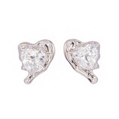 Molten Heart Earrings - Silver