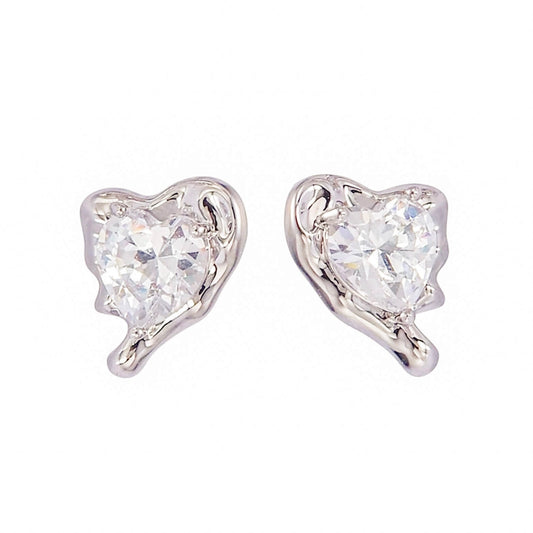 Molten Heart Earrings - Silver