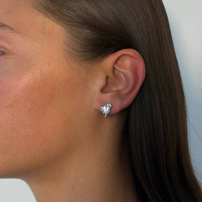 Molten Heart Earrings - Silver