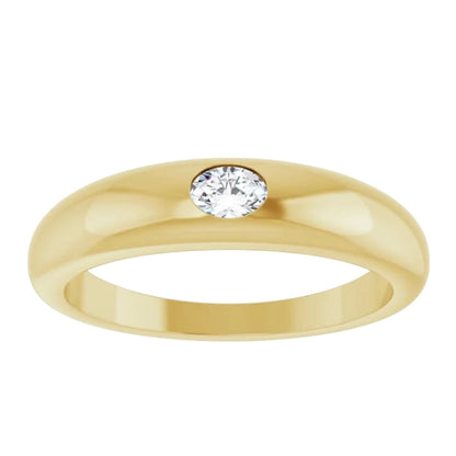 14k Oval Diamond Dome Ring
