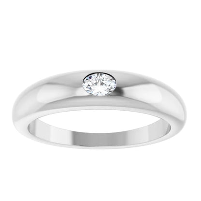 14k Oval Diamond Dome Ring