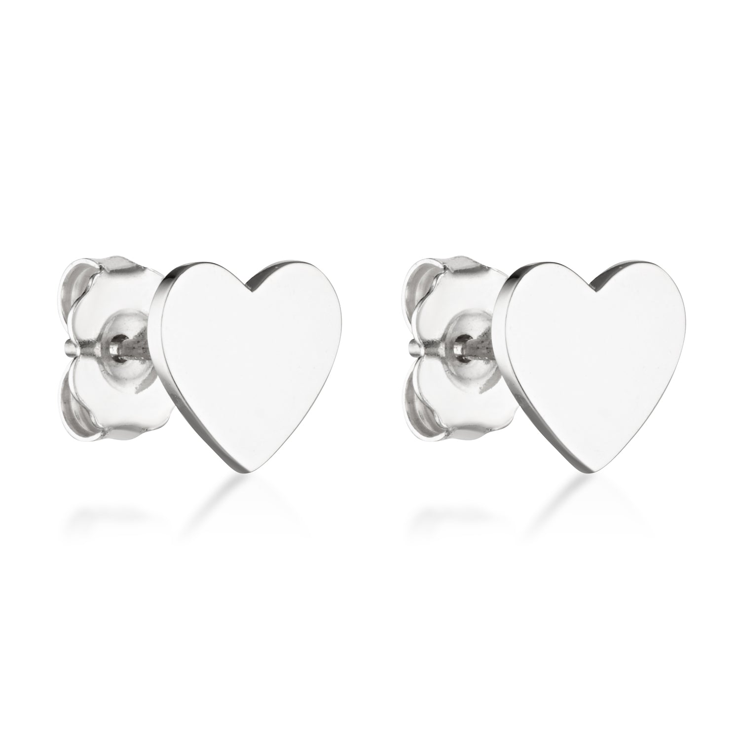 classic dainty sterling silver heart shaped studs