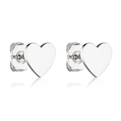 classic dainty sterling silver heart shaped studs
