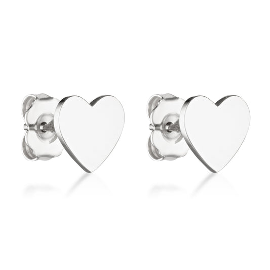 classic dainty sterling silver heart shaped studs