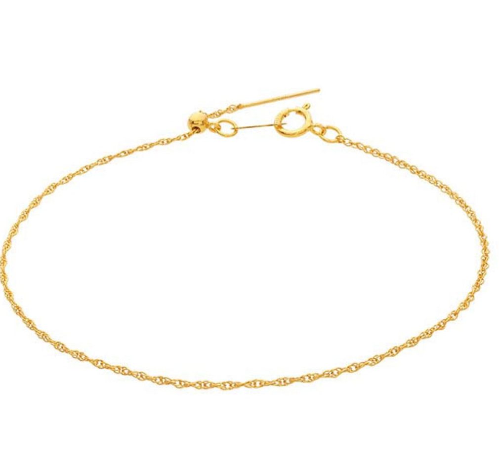 gold filled classic dainty fine rope chain bracelet
