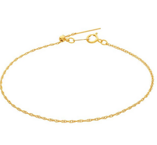 gold filled classic dainty fine rope chain bracelet