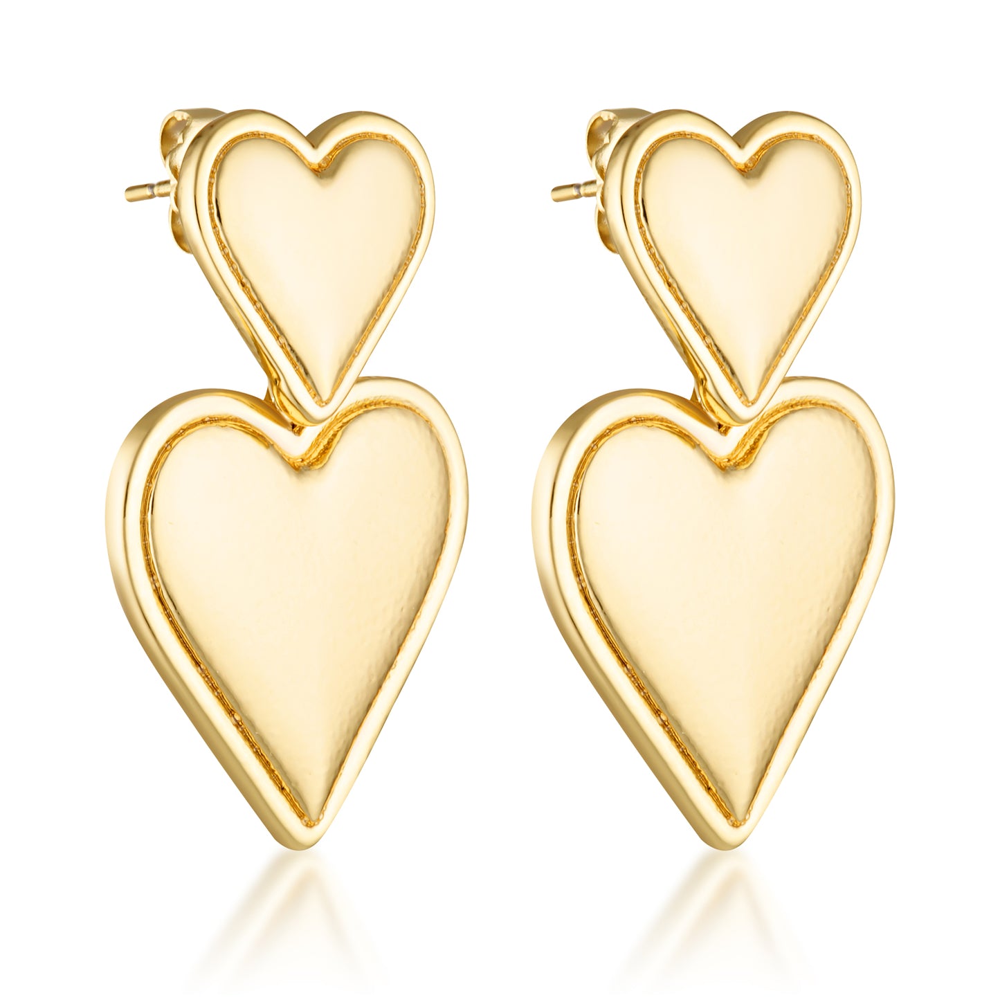 gold filled double heart earrings