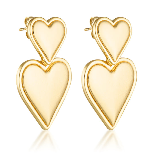 gold filled double heart earrings
