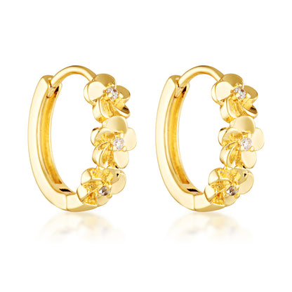 gold filled flower cubic zirconia detail hoops
