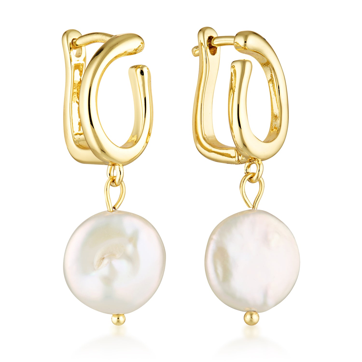 gold filled freshwater pearl drop earrings
