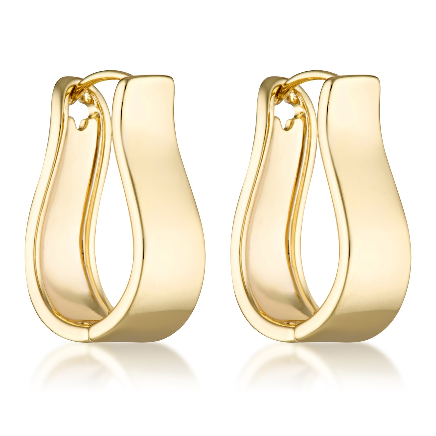 gold filled geometric drop hoop earrings