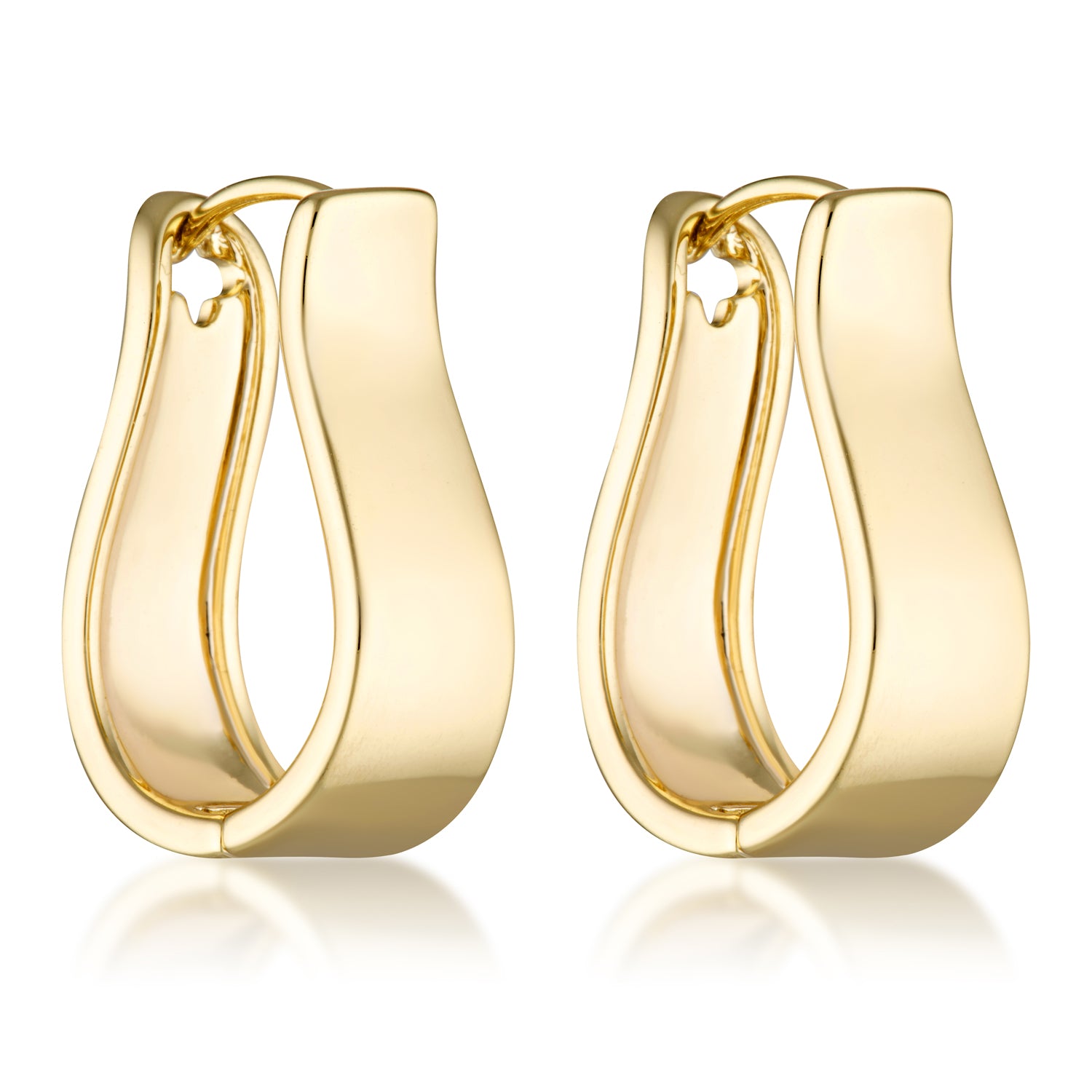 gold filled geometric drop hoop earrings