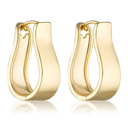 gold filled geometric drop hoop earrings