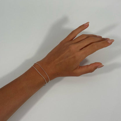 silver fine classic rolo rope chain bracelet