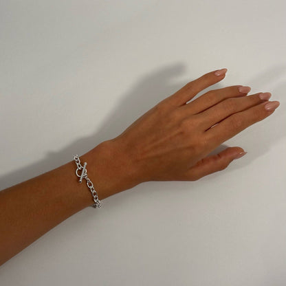 silver timeless statement cable chain bracelet