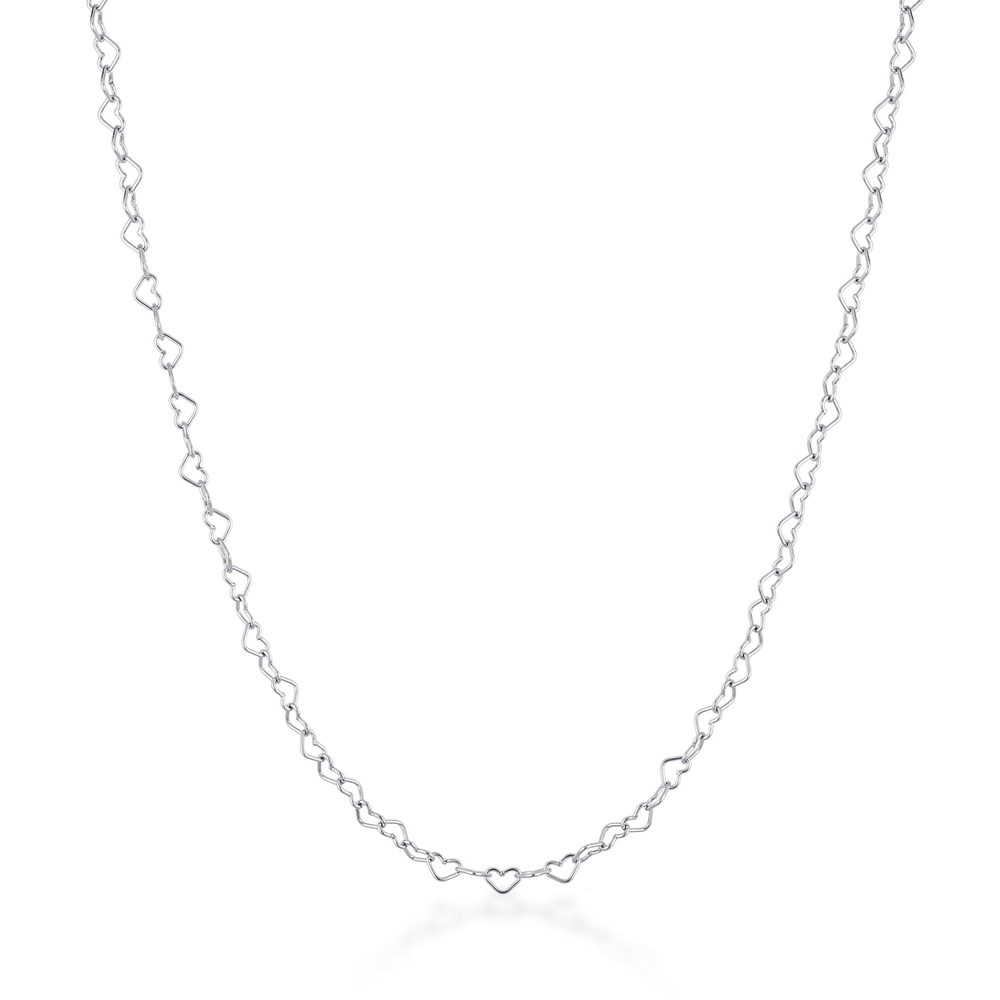 sterling silver dainty heart link chain necklace