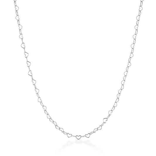 sterling silver dainty heart link chain necklace