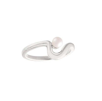 sterling silver freeform freshwater pearl ring