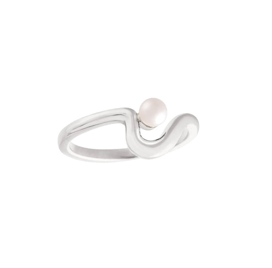 sterling silver freeform freshwater pearl ring
