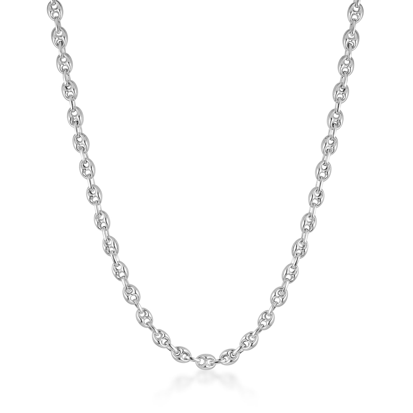 sterling silver puff anchor chain statement necklace