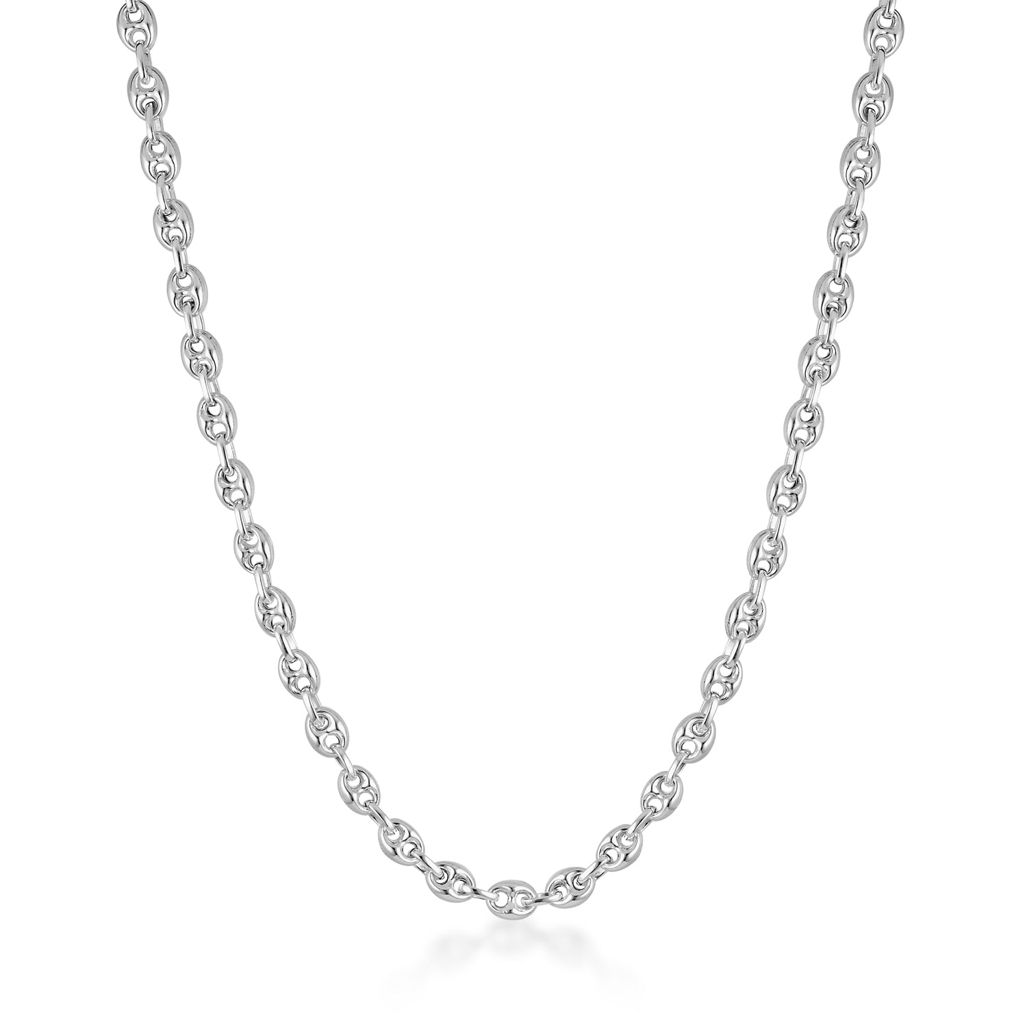 sterling silver puff anchor chain statement necklace